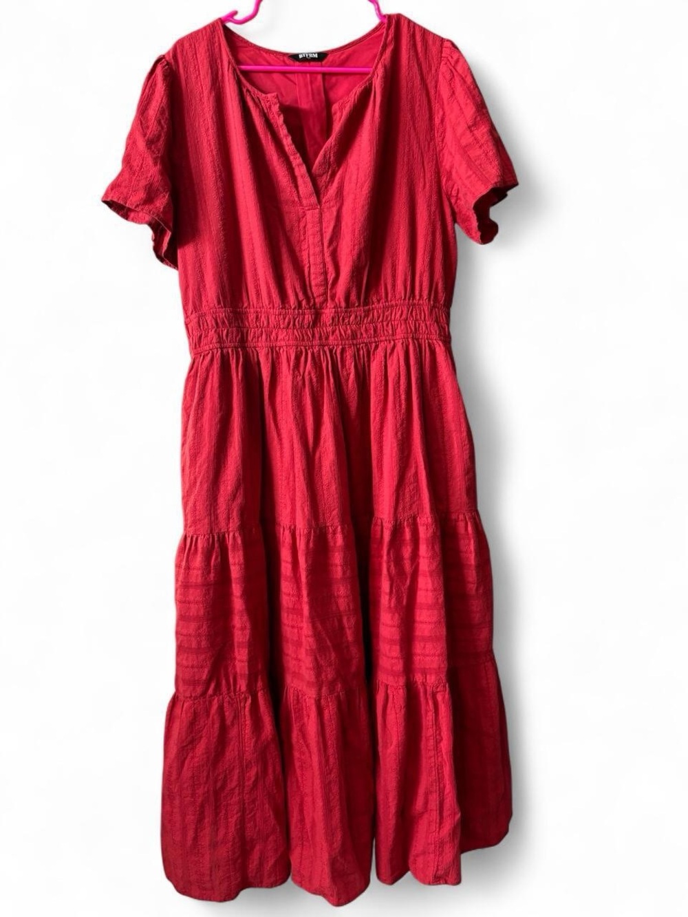 Stylish Red Tiered Midi Dress - Unknown Brand